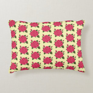 Coussins Décoratifs Rose avec boutons jaune pâle