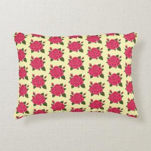 Coussins Décoratifs Rose avec boutons jaune pâle