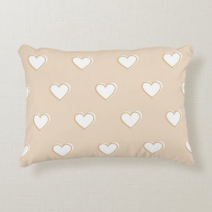 Coussins Décoratifs Rose blanc Beige mignon Motif de coeur simple