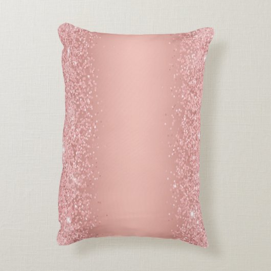 Coussins Décoratifs Rose Gold Luxe Élégant Monogramme Pailleté (Dos(Vertical))
