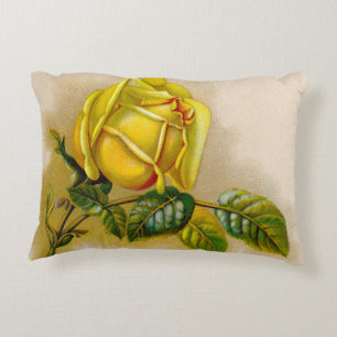 Coussins Décoratifs Rose jaune Antique Vintage Imprimer Art
