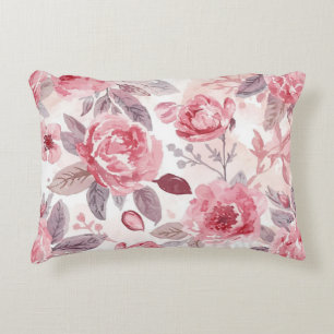 Coussins Décoratifs Rose Pivoine Roseau Aquarelle Jardin Floral