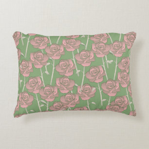Coussins Décoratifs Rose rose verte Retro Y2K les années 70 Motif de f