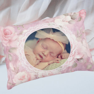 Coussins Décoratifs Roses de mémoire personnalisées vintage en dentell