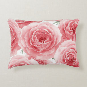 Coussins Décoratifs Roses Fardées Motif Floral Aquarelle Pétales Roses