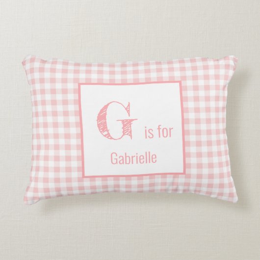 Coussins Décoratifs Roses pâles de contrôle de guingan et blanc - (Devant)