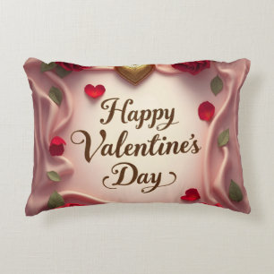 Coussins Décoratifs Roses Romantiques et Design de la Saint-Valentin p