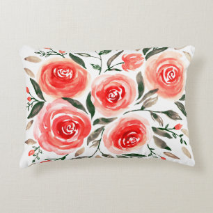 Coussins Décoratifs Roses roses romantiques Aquarelle Florale