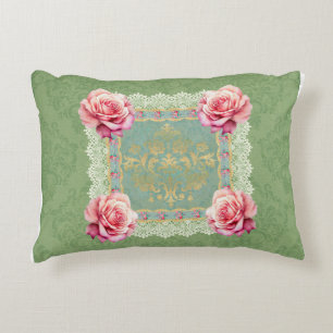 Coussins Décoratifs Roses roses vintages et dégradées Design Damas
