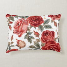 Roses Rouges Aquarelle Florale Botanique Peinte