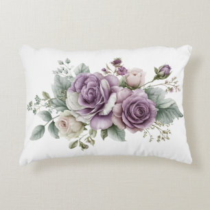 Coussins Décoratifs Roses Violettes Florales Aquarelle Élégance Végéta