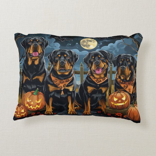 Coussins Décoratifs Rottweiler Halloween Éffrayant (Dos)