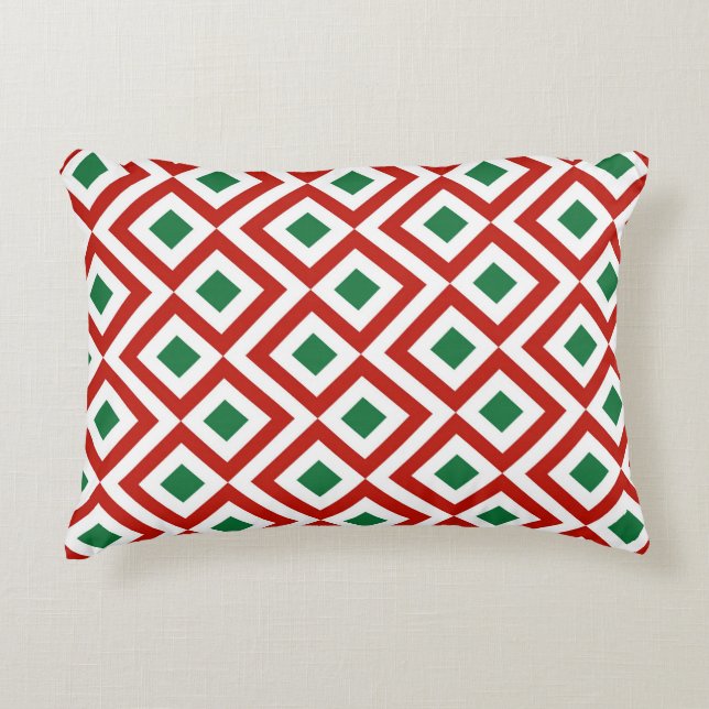Coussins Décoratifs Rouge, blanc, vert méandre (Devant)