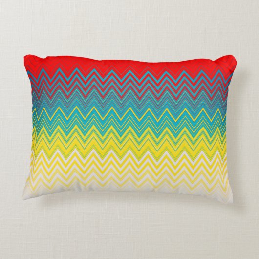 Coussins Décoratifs Rouge bleu jaune blanc Zigzag (Dos)
