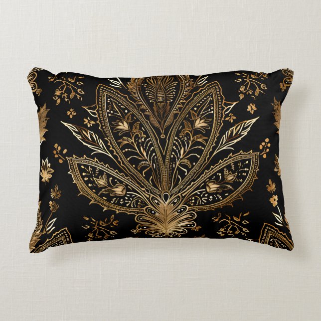 Coussins Décoratifs Royal Indian Luxury Black & Gold (Devant)
