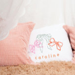 Coussins Décoratifs Rubans et vaches Watercolor Girls Personnalisées<br><div class="desc">Des rubans et des arcs de fantaisie dans des aquarelles ludiques et lumineuses sur le nom personnalisé de votre enfant en font un bel ajout pour décorer leur chambre!</div>