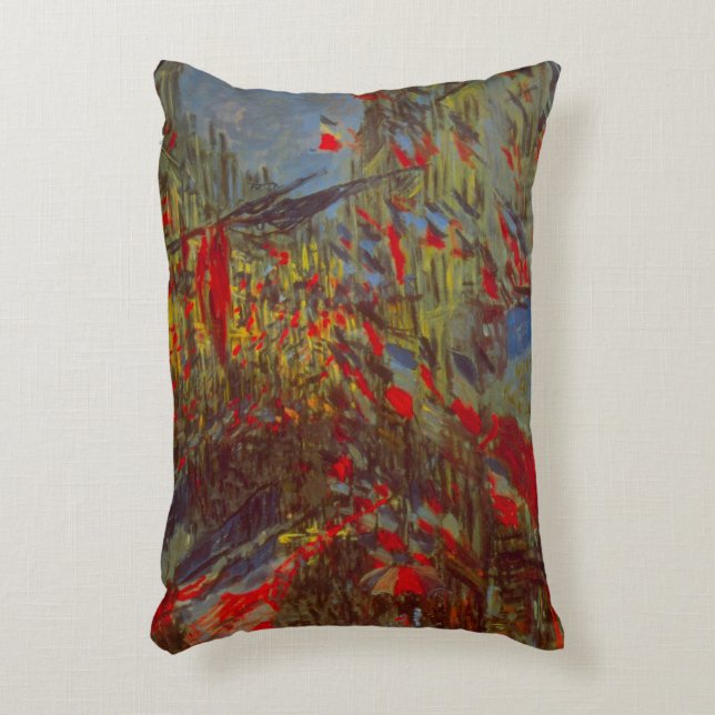 Coussins Décoratifs Rue Montorgueil avec drapeaux de Claude Monet (Devant(Vertical))