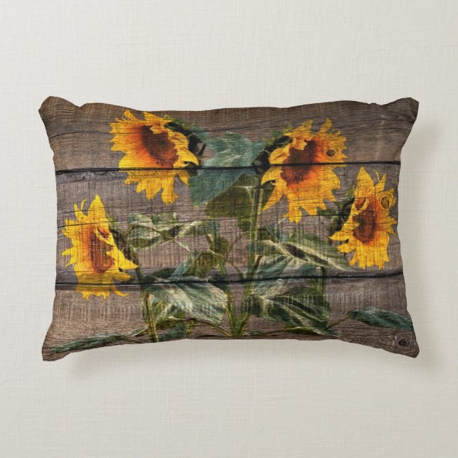 Coussins Décoratifs Rustic Barn Wood Sunflower (Devant)