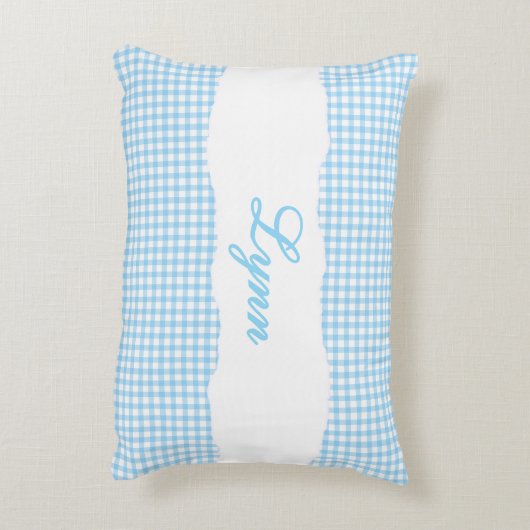 Coussins Décoratifs Rustic Blue Gingham Personalized Name (Dos(Vertical))