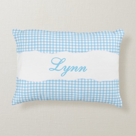 Coussins Décoratifs Rustic Blue Gingham Personalized Name (Dos)