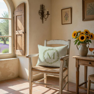 Coussins Décoratifs Sage de monogramme personnalisé Grandes et olives 
