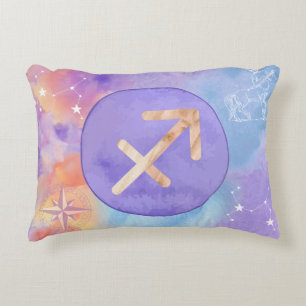 Coussins Décoratifs Sagittaire Aquarelle violette Astrologie Zodiac