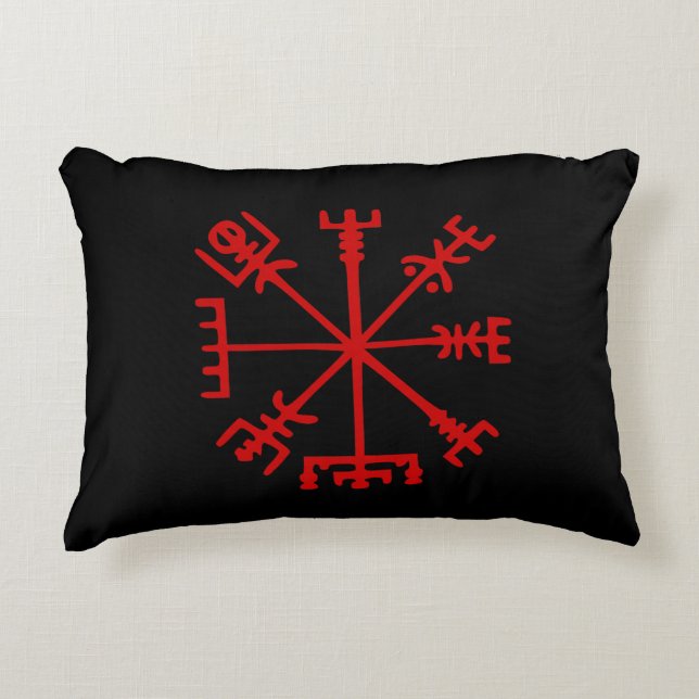 Coussins Décoratifs Sang Rouge Vegvísir (Viking Compass) (Devant)