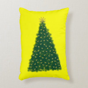 Coussins Décoratifs Sapin de Noël vert, Chevaux au galop dorés, Jaune
