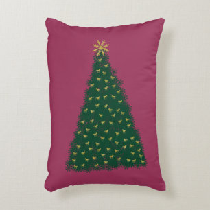 Coussins Décoratifs Sapin de Noël vert, Chevaux galopants dorés, Sangr