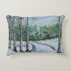 Coussins Décoratifs Scène des neiges de Birch d'hiver