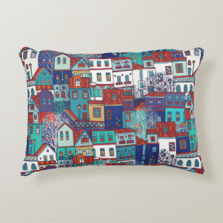 Coussins Décoratifs Seamless vintage pattern with colorful houses