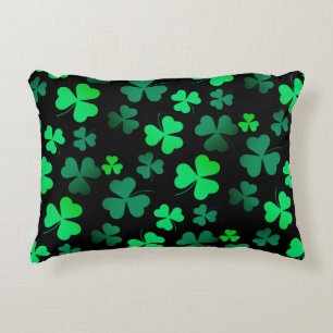Coussins Décoratifs Shamrock Clover Irlande Irish Modern Green & Black