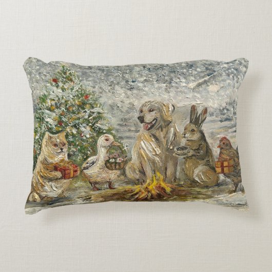 Coussins Décoratifs Shared Warmth Whimsical Farmhouse Animals Campfire (Devant)