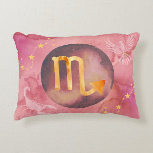Coussins Décoratifs Signe astrologique Scorpion Rouge Aquarelle Zodiaq