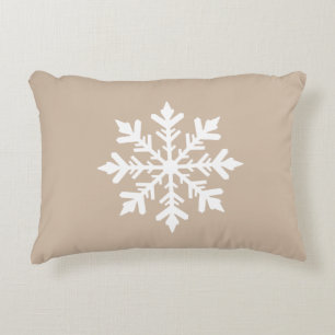 Coussins Décoratifs Silhouette festive flocon de neige beige et blanc