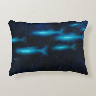 Coussins Décoratifs Silhouettes de poisson bleu translucide