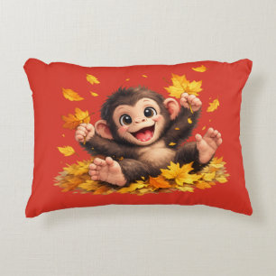 Coussins Décoratifs Singe souriant aux grands yeux, tropical et joueur