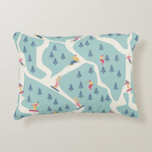 Coussins Décoratifs Snowboarders et skieurs se promènent dans la stati