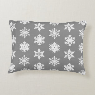 Coussins Décoratifs Snowflakes Ikat - Gris de charbon et blanc