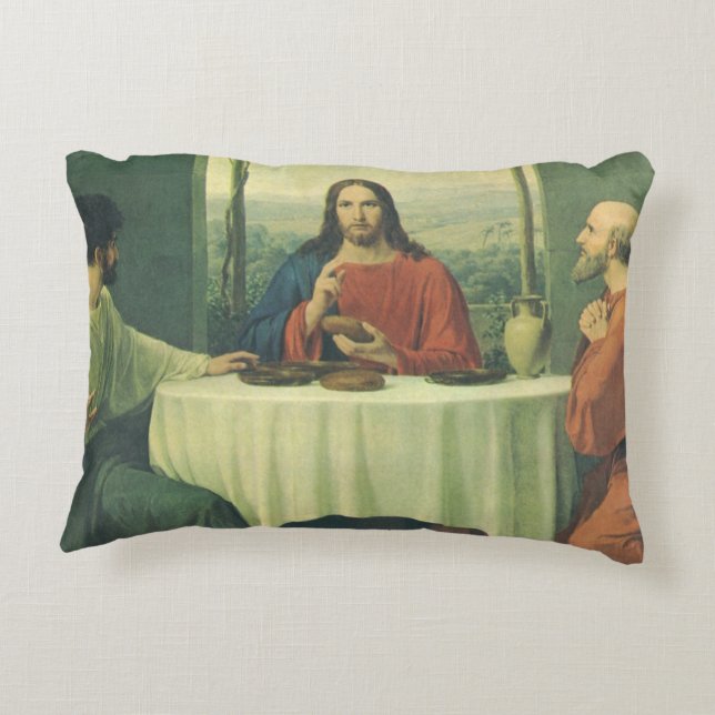 Coussins Décoratifs Souper vintage à Emmaüs avec Jésus-Christ (Dos)