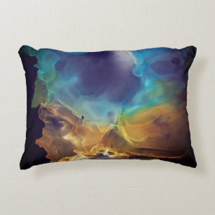 Coussins Décoratifs Space Nebula bleu jaune Alcool art