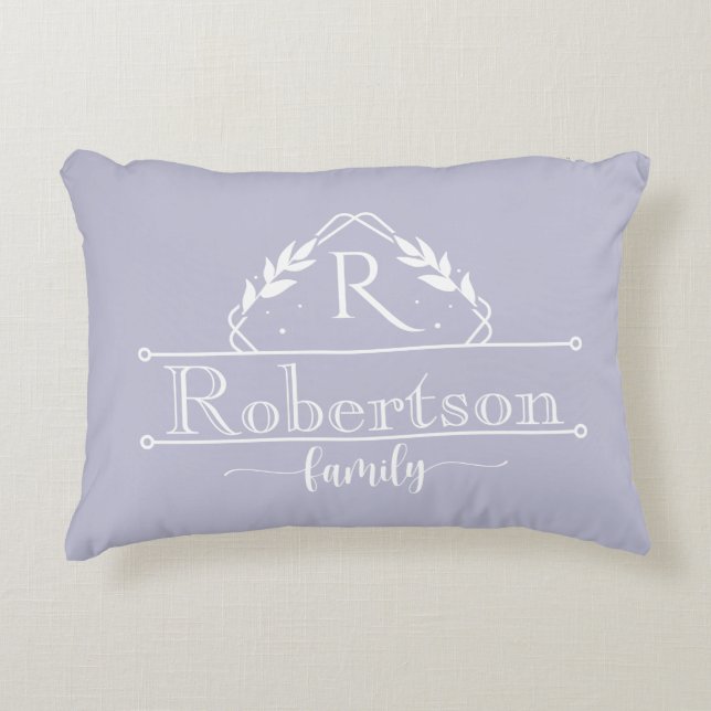 Coussins Décoratifs Split Monogram Family Name Soft Lavender Frame (Devant)