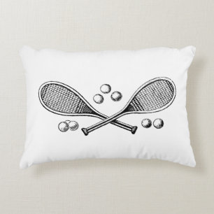 Coussins Décoratifs Sports Vintage Raquettes de Tennis Croisées Balles