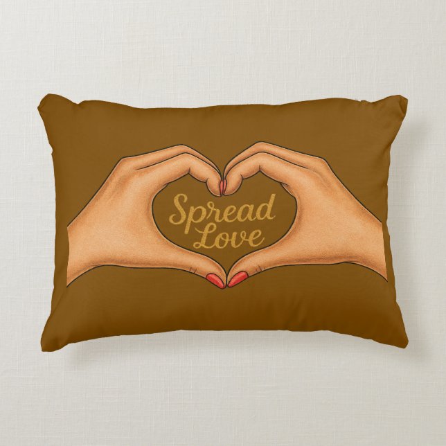 Coussins Décoratifs Spread Love Heart Hands Gold Quote –Throw Pillow (Devant)