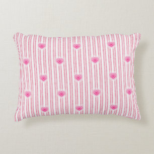 Coussins Décoratifs Starburst Valentine Heart sur Soft Pink Stripe