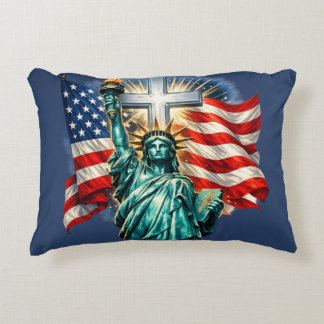 Coussins Décoratifs Statue de la Liberté avec drapeaux et croix