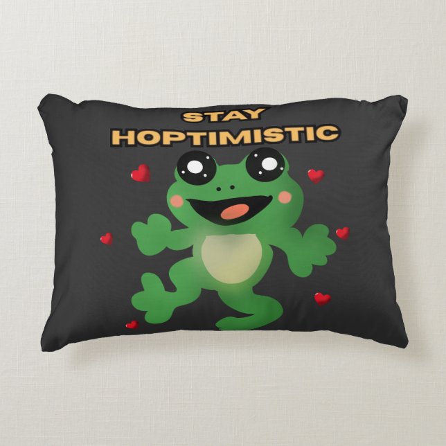 Coussins Décoratifs Stay Hoptimistic Cute Frog Pun Funny Frog Lover Gi (Devant)