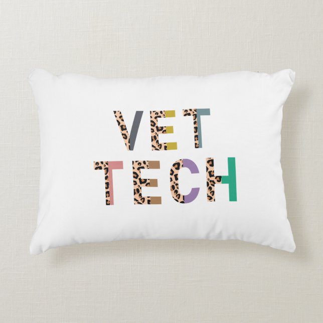 Coussins Décoratifs Stethoscope Vet Tech Empreinte de léopard avec nom (Devant)