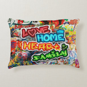 Coussins Décoratifs Streetart Graffiti Amour Maison Cœur Coloré Funky