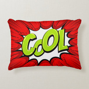 Coussins Décoratifs Style BD Pop Art Retro Rouge Blanc Vert COOL